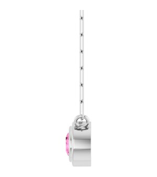 88688 Necklace Set Sterling Silver Round Natural Pink Sapphire 4 Mm 18 In Polished Natural Pink Sapphire Bezel-Set Necklace