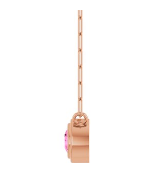88688 Necklace Set 14K Rose Round Natural Pink Sapphire 4 Mm 18 In Polished Natural Pink Sapphire Bezel-Set Necklace