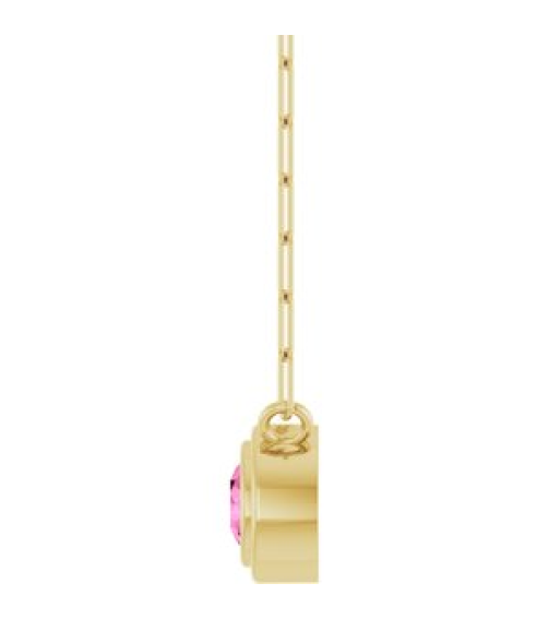 88688 Necklace Set 14K Yellow Round Natural Pink Sapphire 4 Mm 18 In Polished Natural Pink Sapphire Bezel-Set Necklace