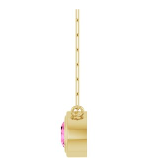 88688 Necklace Set 14K Yellow Round Natural Pink Sapphire 5 Mm 18 In Polished Natural Pink Sapphire Bezel-Set Necklace