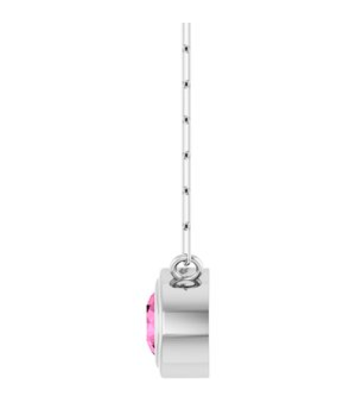 88688 Necklace Set Sterling Silver Round Natural Pink Sapphire 5 Mm 18 In Polished Natural Pink Sapphire Bezel-Set Necklace