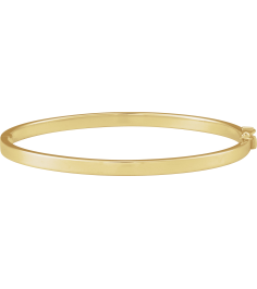 Brc991 14K Yellow 4 Mm 7 In Polished Flat Tube Hinged Bangle