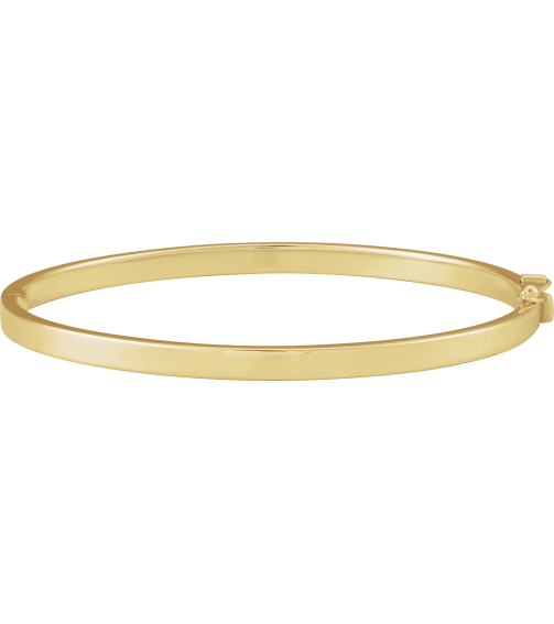 Brc991 14K Yellow 4 Mm 7 In Polished Flat Tube Hinged Bangle