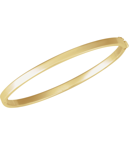 Brc991 14K Yellow 4 Mm 7 In Polished Flat Tube Hinged Bangle