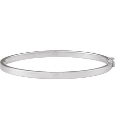 Brc991 Sterling Silver 4 Mm 7 In Polished Flat Tube Hinged Bangle