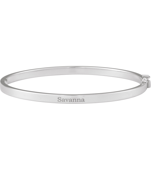 Brc991 Sterling Silver 4 Mm 7 In Polished Flat Tube Hinged Bangle