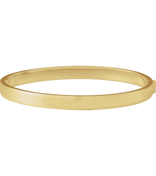 Brc991 14K Yellow 6 Mm 7 In Polished Flat Tube Hinged Bangle
