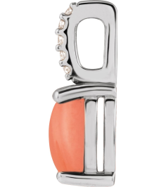 88500 Pendant Set Platinum Oval Natural Pink Coral 5 X 3Mm 0.02 Ctw Natural Diamond None Polished Natural Pink Coral And .02 Ctw Natural Diamond Cabochon Pendant
