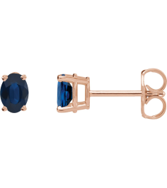 1870 14K Rose Set Oval Natural Blue Sapphire Pair 7 X 5 Mm None Friction Friction Backs Included 4-Prong Polished Natural Blue Sapphire 4-Prong Earrings