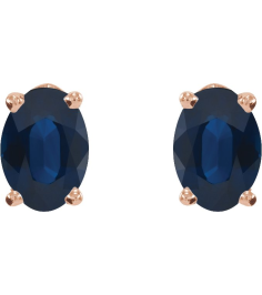 1870 14K Rose Set Oval Natural Blue Sapphire Pair 7 X 5 Mm None Friction Friction Backs Included 4-Prong Polished Natural Blue Sapphire 4-Prong Earrings