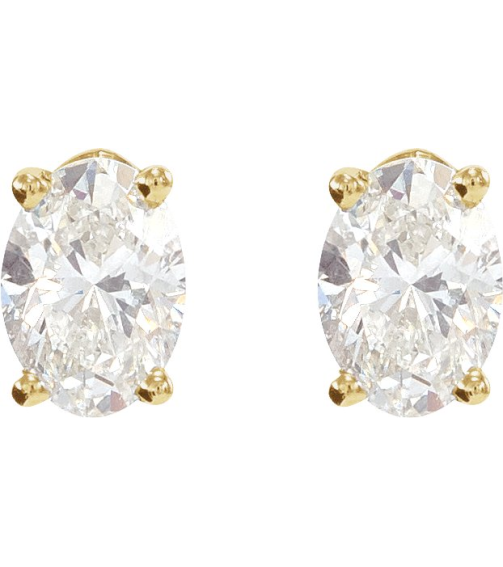 1870 14K White Set Oval Lab-Grown Blue Sapphire Pair 6 X 4 Mm None Friction Friction Backs Included 4-Prong Polished Lab-Grown Blue Sapphire 4-Prong Earrings