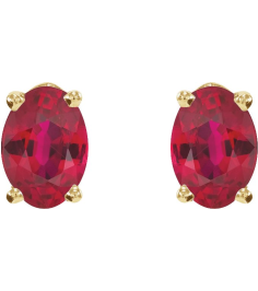 1870 14K Yellow Set Oval Natural Ruby Pair 6 X 4 Mm None Friction Friction Backs Included 4-Prong Polished Natural Ruby 4-Prong Earrings