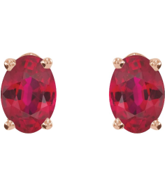 1870 14K Rose Set Oval Lab-Grown Ruby Pair 7 X 5 Mm None Friction Friction Backs Included 4-Prong Polished Lab-Grown Ruby 4-Prong Earrings