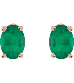 1870 14K Rose Set Oval Lab-Grown Emerald Pair 7 X 5 Mm None Friction Friction Backs Included 4-Prong Polished Lab-Grown Emerald 4-Prong Earrings
