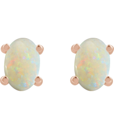 88708 14K Rose Set Oval Natural White Opal Pair 6 X 4 Mm None Friction Friction Backs Included 4-Prong Polished Natural White Opal Cabochon 4-Prong Stud Earrings