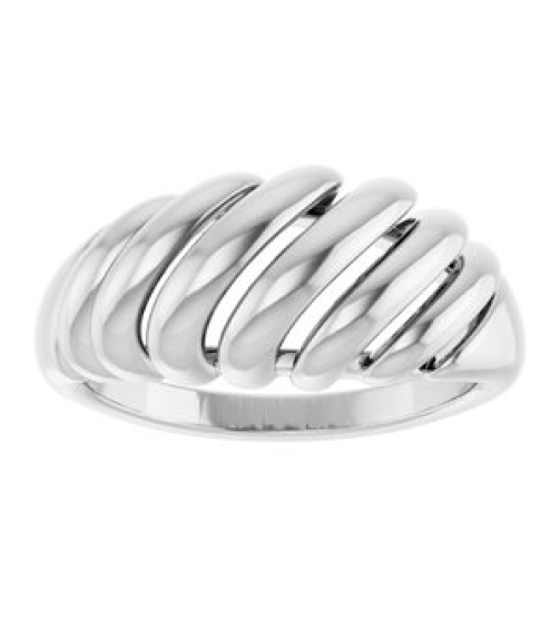 5206 14K White 8 Mm Polished Dome Ring