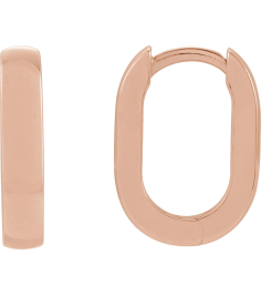 88714 Earring 14K Rose 14 Mm 3 Mm Each Hinged Polished Elongated Oval Domed Hoop Earring