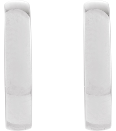 88714 Earring Platinum 14 Mm 3 Mm Pair Hinged Polished Elongated Oval Domed Hoop Earrings
