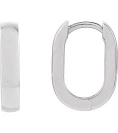 88714 Earring Platinum 20 Mm 3 Mm Pair Hinged Polished Elongated Oval Domed Hoop Earrings