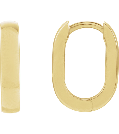88714 Earring 14K Yellow 14 Mm 3 Mm Pair Hinged Polished Elongated Oval Domed Hoop Earrings