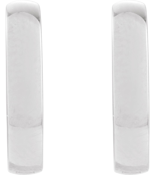 88714 Earring 14K White 14 Mm 3 Mm Pair Hinged Polished Elongated Oval Domed Hoop Earrings