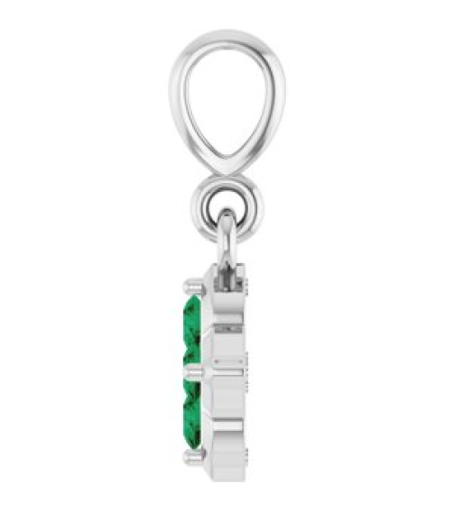 88717 Pendant Set 14K White Round Lab-Grown Emerald 2 Mm Polished Lab-Grown Emerald Four Stone Pendant