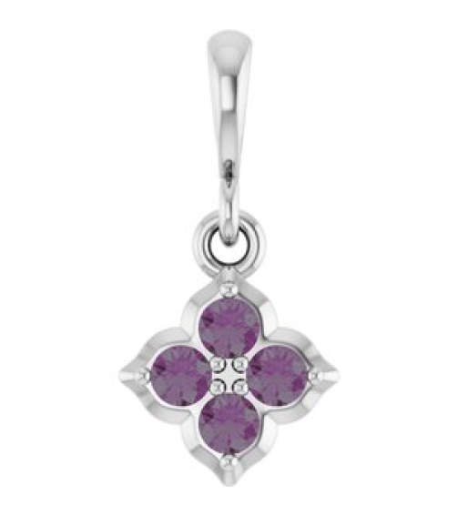 88717 Pendant Set 14K White Round Lab-Grown Alexandrite 2 Mm Polished Lab-Grown Alexandrite Four Stone Pendant