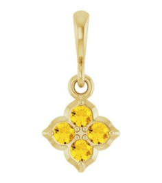 88717 Pendant Set 14K Yellow Round Lab-Grown Yellow Sapphire 2 Mm Polished Lab-Grown Yellow Sapphire Four Stone Pendant