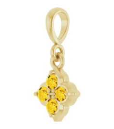 88717 Pendant Set 14K Yellow Round Lab-Grown Yellow Sapphire 2 Mm Polished Lab-Grown Yellow Sapphire Four Stone Pendant
