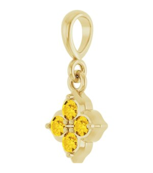 88717 Pendant Set 14K Yellow Round Lab-Grown Yellow Sapphire 2 Mm Polished Lab-Grown Yellow Sapphire Four Stone Pendant