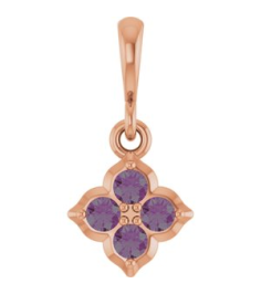 88717 Pendant Set 14K Rose Round Lab-Grown Alexandrite 2 Mm Polished Lab-Grown Alexandrite Four Stone Pendant