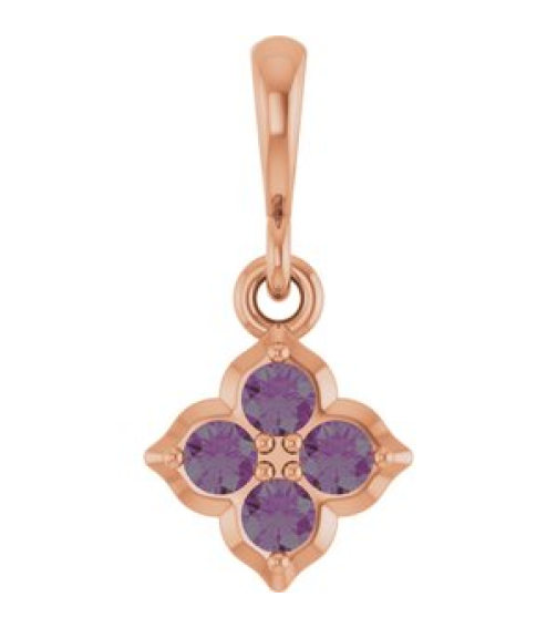 88717 Pendant Set 14K Rose Round Lab-Grown Alexandrite 2 Mm Polished Lab-Grown Alexandrite Four Stone Pendant