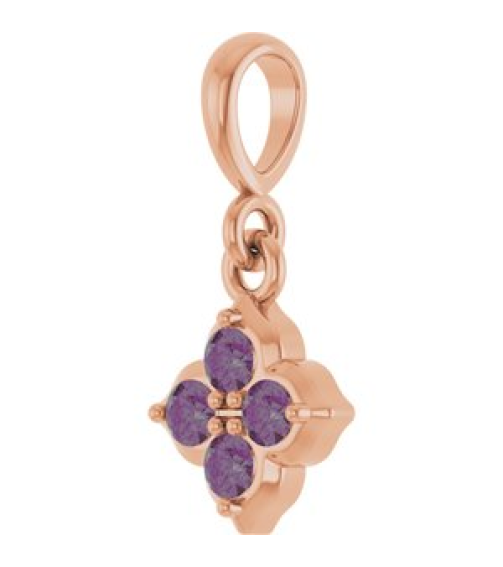 88717 Pendant Set 14K Rose Round Lab-Grown Alexandrite 2 Mm Polished Lab-Grown Alexandrite Four Stone Pendant