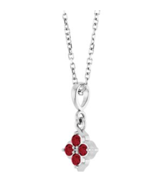 88717 Necklace Set 14K White Round Lab-Grown Ruby 2 Mm 16-18 In Polished Lab-Grown Ruby Four Stone Necklace