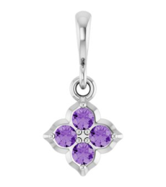 88717 Pendant Set 14K White Round Lab-Grown Purple Sapphire 2 Mm Polished Lab-Grown Purple Sapphire Four Stone Pendant