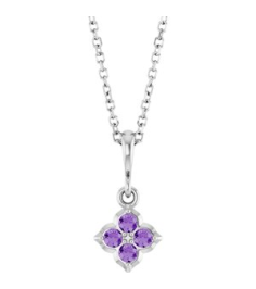 88717 Necklace Set 14K White Round Lab-Grown Purple Sapphire 2 Mm 16-18 In Polished Lab-Grown Purple Sapphire Four Stone Necklace