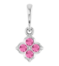 88717 Pendant Set Sterling Silver Round Lab-Grown Pink Sapphire 2 Mm Polished Lab-Grown Pink Sapphire Four Stone Pendant