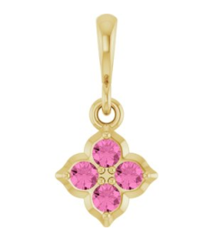 88717 Pendant Set 14K Yellow Round Lab-Grown Pink Sapphire 2 Mm Polished Lab-Grown Pink Sapphire Four Stone Pendant
