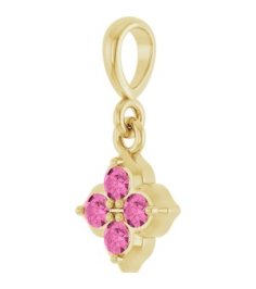 88717 Pendant Set 14K Yellow Round Lab-Grown Pink Sapphire 2 Mm Polished Lab-Grown Pink Sapphire Four Stone Pendant
