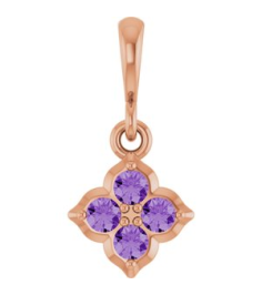 88717 Pendant Set 14K Rose Round Lab-Grown Purple Sapphire 2 Mm Polished Lab-Grown Purple Sapphire Four Stone Pendant