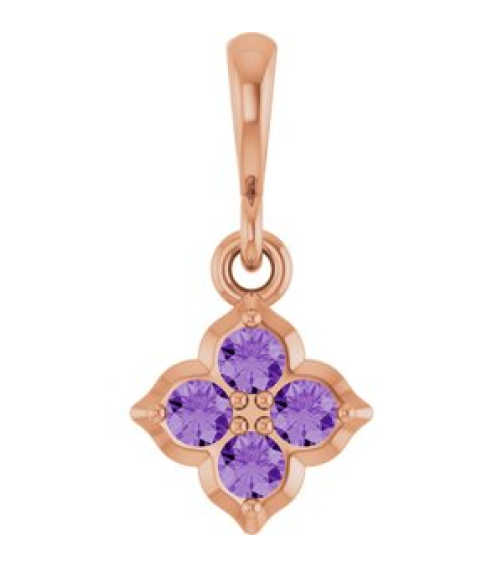 88717 Pendant Set 14K Rose Round Lab-Grown Purple Sapphire 2 Mm Polished Lab-Grown Purple Sapphire Four Stone Pendant