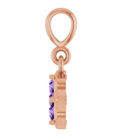 88717 Pendant Set 14K Rose Round Lab-Grown Purple Sapphire 2 Mm Polished Lab-Grown Purple Sapphire Four Stone Pendant
