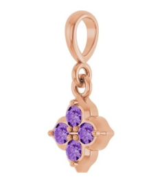 88717 Pendant Set 14K Rose Round Lab-Grown Purple Sapphire 2 Mm Polished Lab-Grown Purple Sapphire Four Stone Pendant