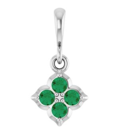 88717 Pendant Set Sterling Silver Round Lab-Grown Emerald 2 Mm Polished Lab-Grown Emerald Four Stone Pendant