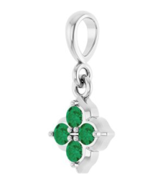 88717 Pendant Set Sterling Silver Round Lab-Grown Emerald 2 Mm Polished Lab-Grown Emerald Four Stone Pendant
