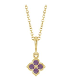 88717 Necklace Set 14K Yellow Round Lab-Grown Alexandrite 2 Mm 16-18 In Polished Lab-Grown Alexandrite Four Stone Necklace