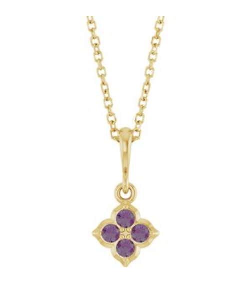 88717 Necklace Set 14K Yellow Round Lab-Grown Alexandrite 2 Mm 16-18 In Polished Lab-Grown Alexandrite Four Stone Necklace