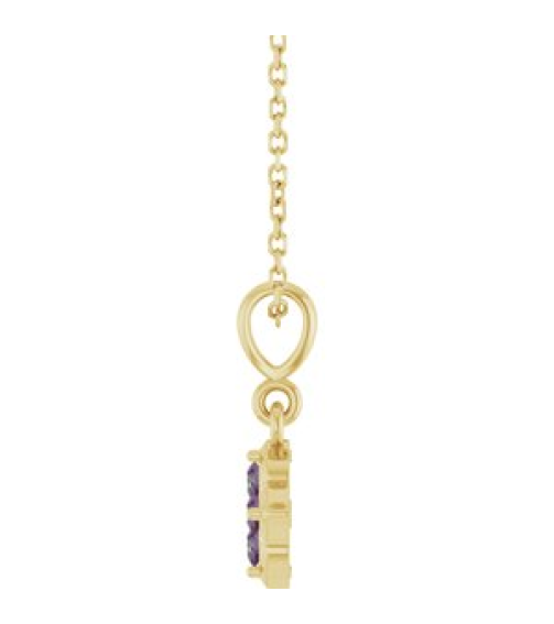 88717 Necklace Set 14K Yellow Round Lab-Grown Alexandrite 2 Mm 16-18 In Polished Lab-Grown Alexandrite Four Stone Necklace