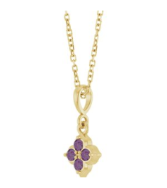 88717 Necklace Set 14K Yellow Round Lab-Grown Alexandrite 2 Mm 16-18 In Polished Lab-Grown Alexandrite Four Stone Necklace