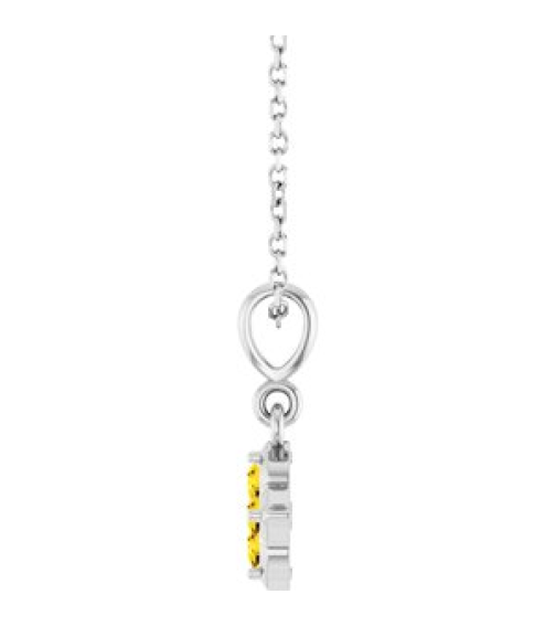 88717 Necklace Set 14K White Round Lab-Grown Yellow Sapphire 2 Mm 16-18 In Polished Lab-Grown Yellow Sapphire Four Stone Necklace